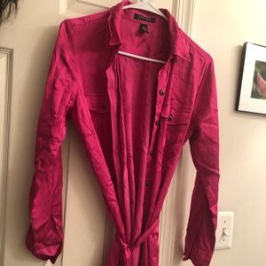Lauren Ralph Lauren Pink Silk Button Up Dress